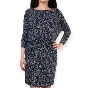 Enfocus Studio Black and White Patterned Long Sleeve Dress